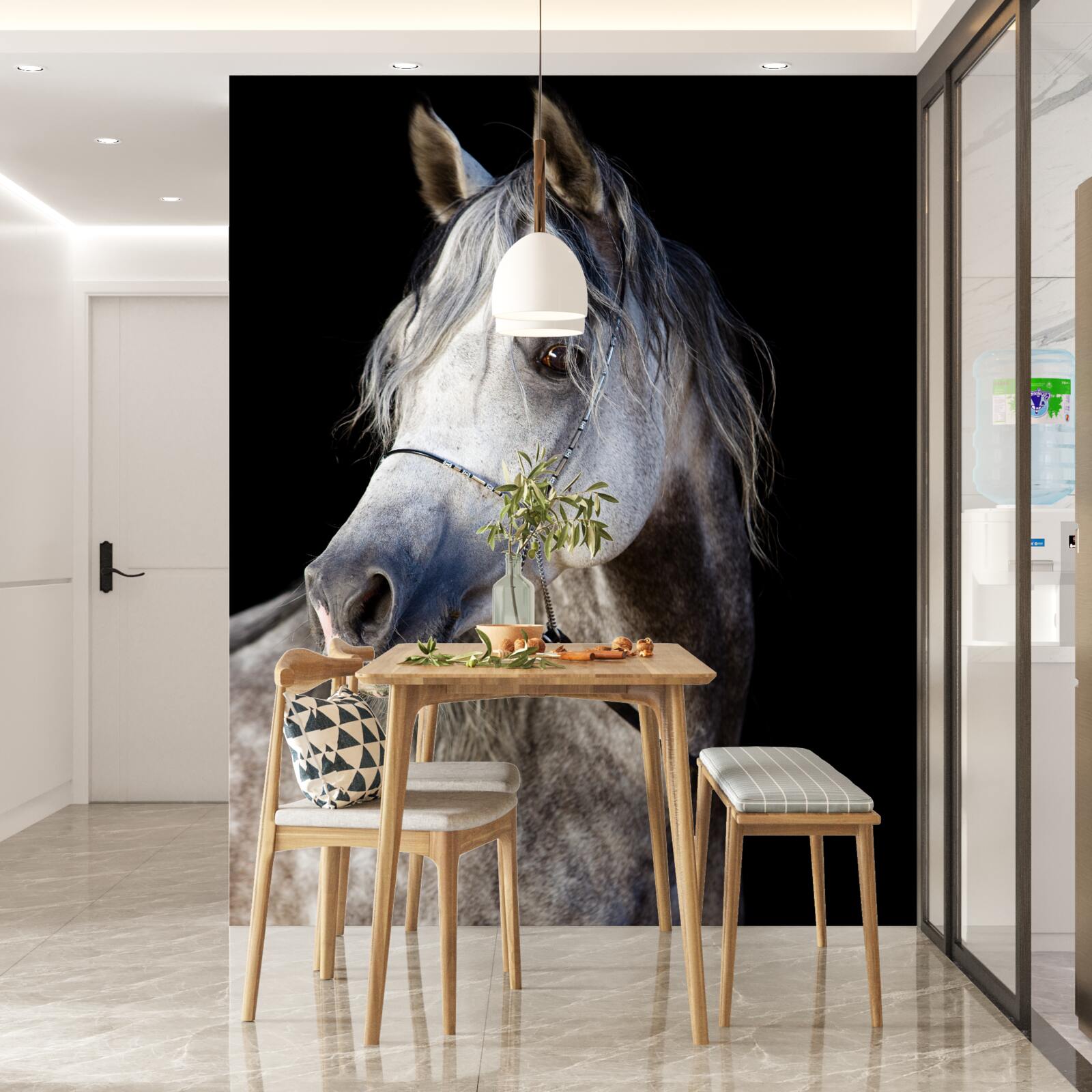 Fototapet siluetă elegantă a unui cal pe un fundal întunecat