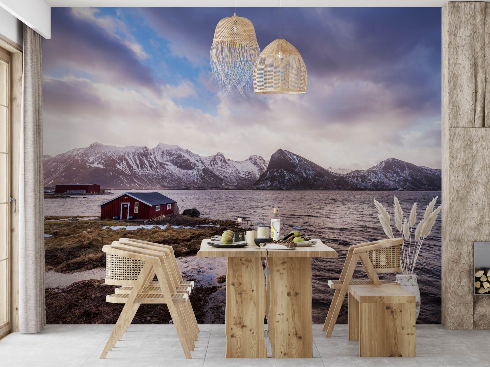 Fototapet cer nori și apă