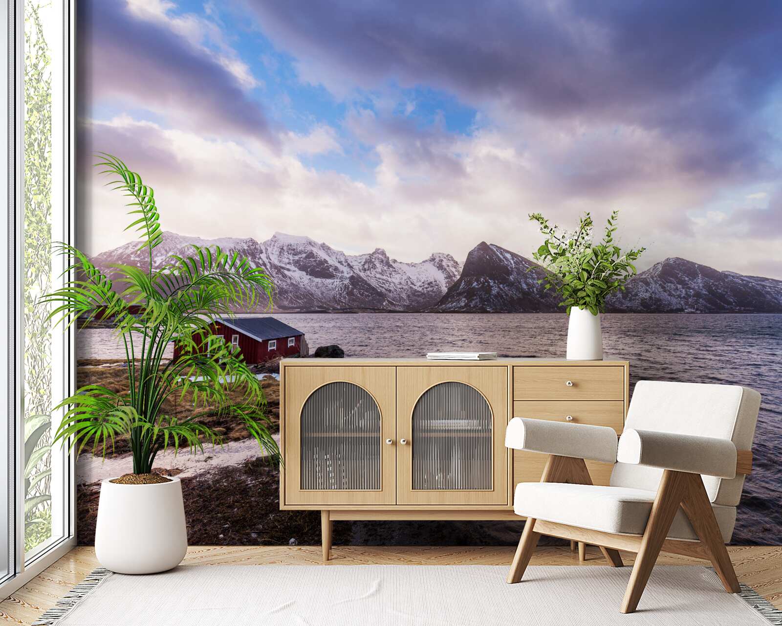 Fototapet cer nori și apă