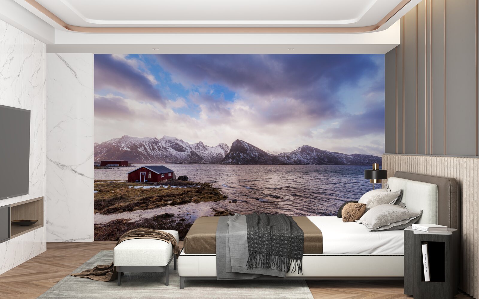 Fototapet cer nori și apă