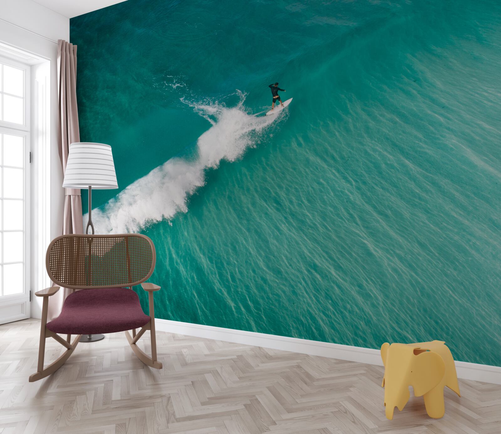 Fototapet un surfer singuratic în imensitatea oceanului