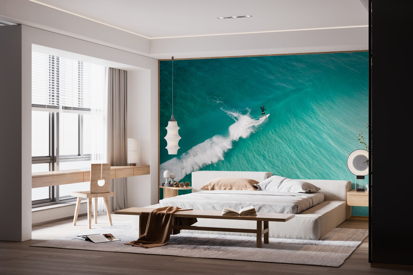 Fototapet un surfer singuratic în imensitatea oceanului