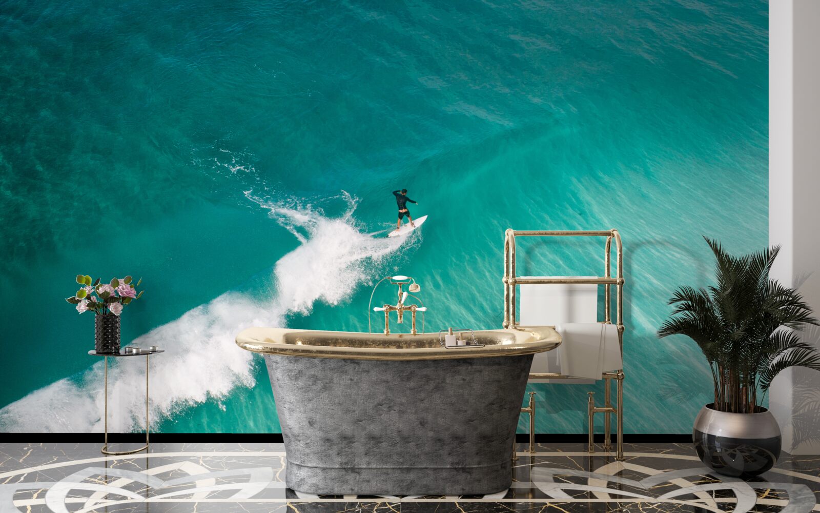 Fototapet un surfer singuratic în imensitatea oceanului