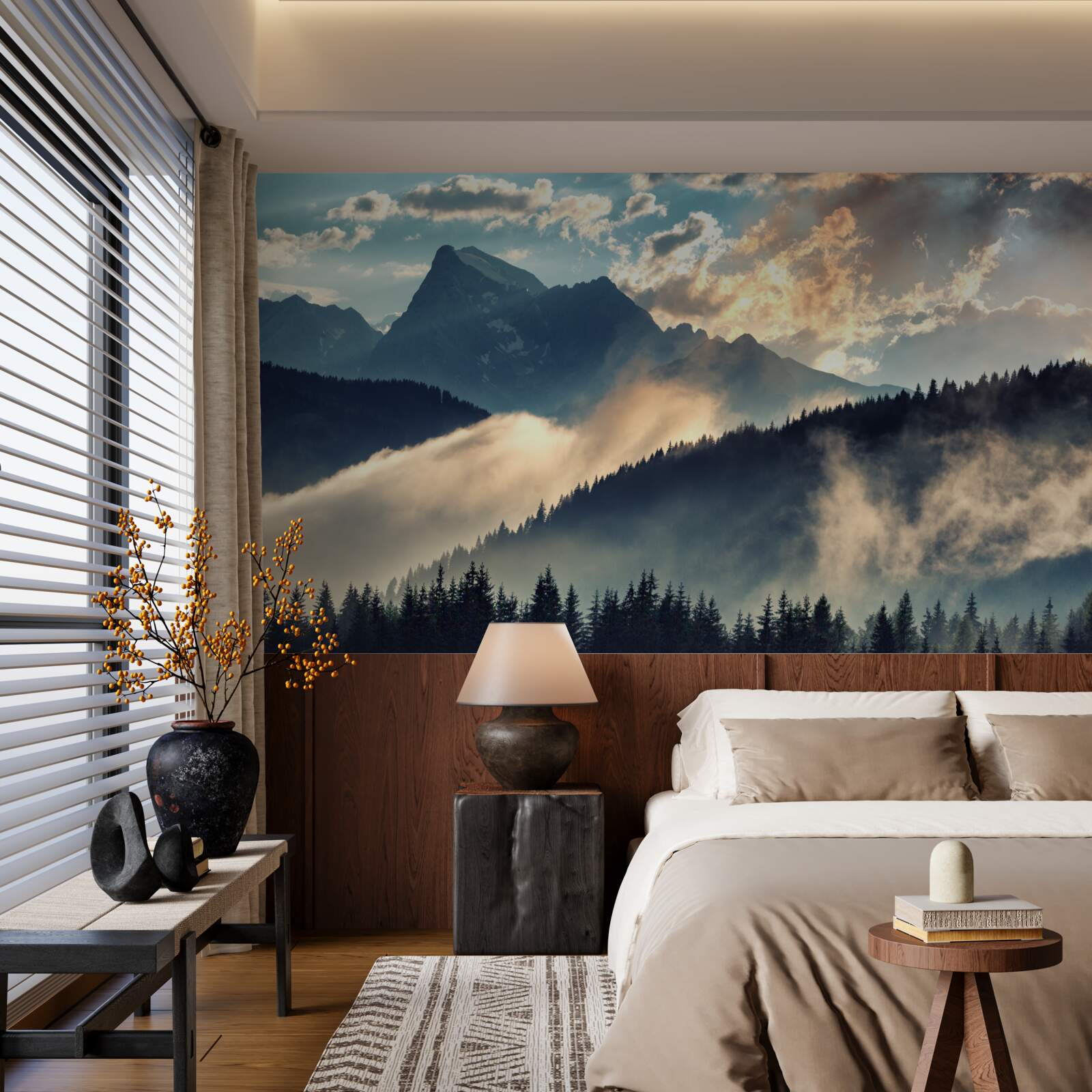 Fototapet dimineața sub vârfurile maiestuoase