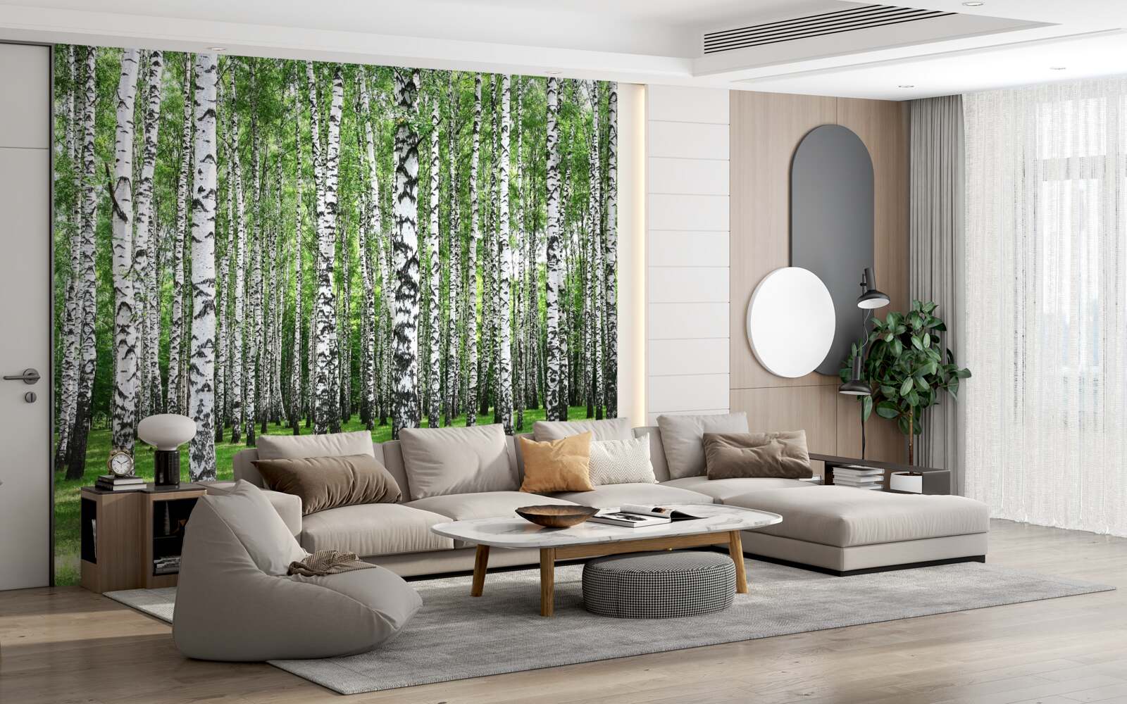 Fototapet livadă de mesteacăn extinsă