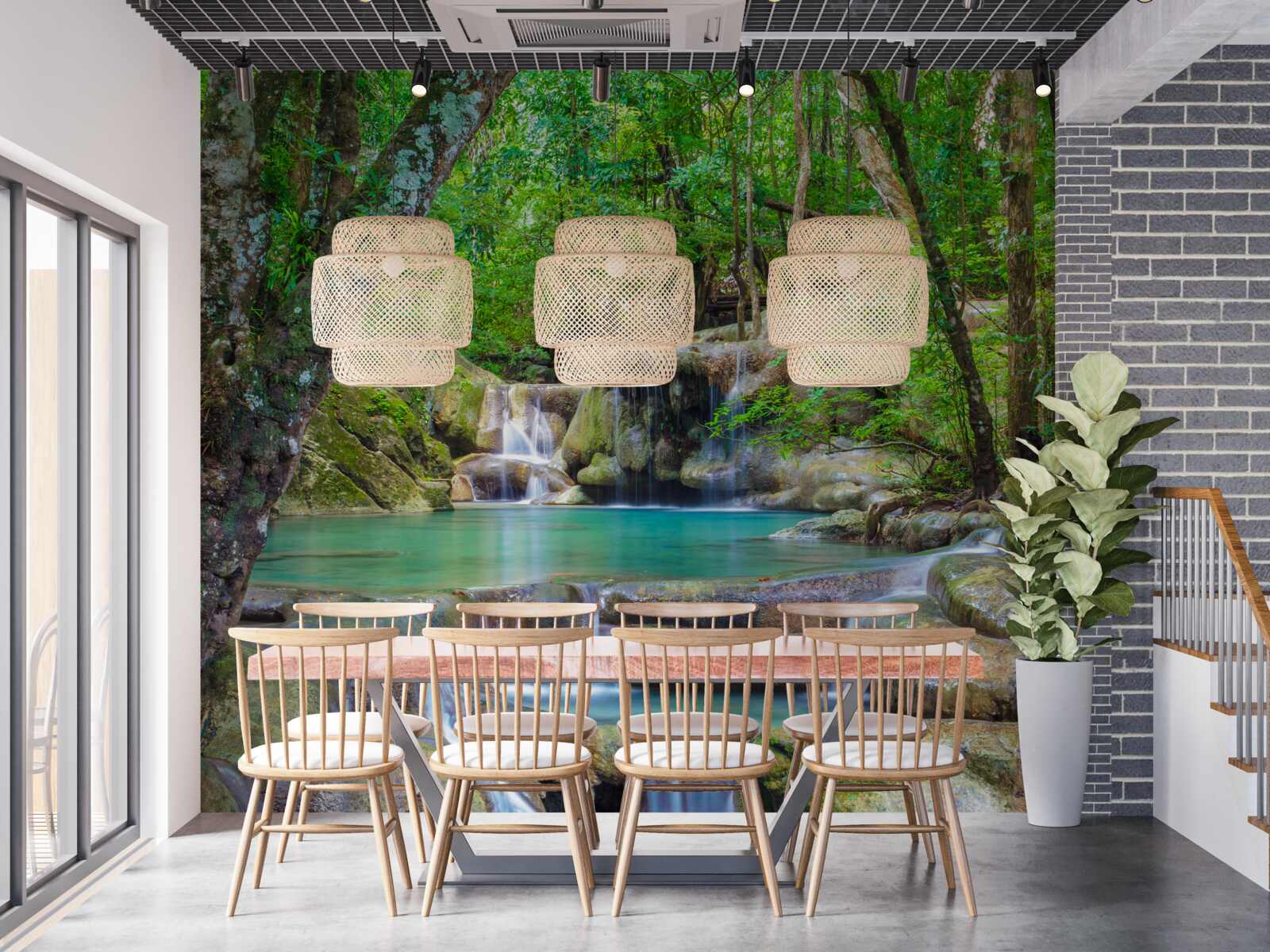 Fototapet cascadă mică de pădure