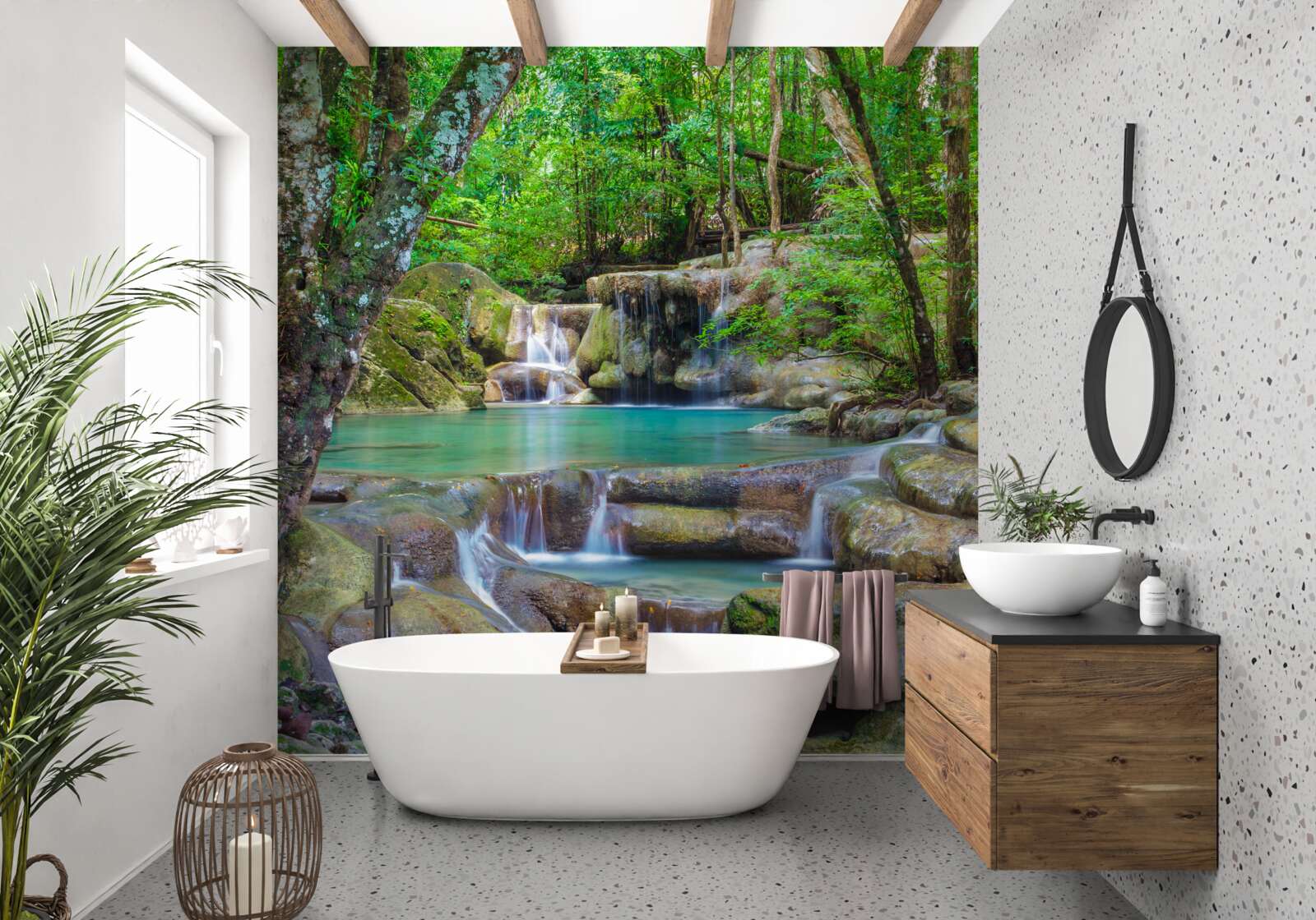 Fototapet cascadă mică de pădure