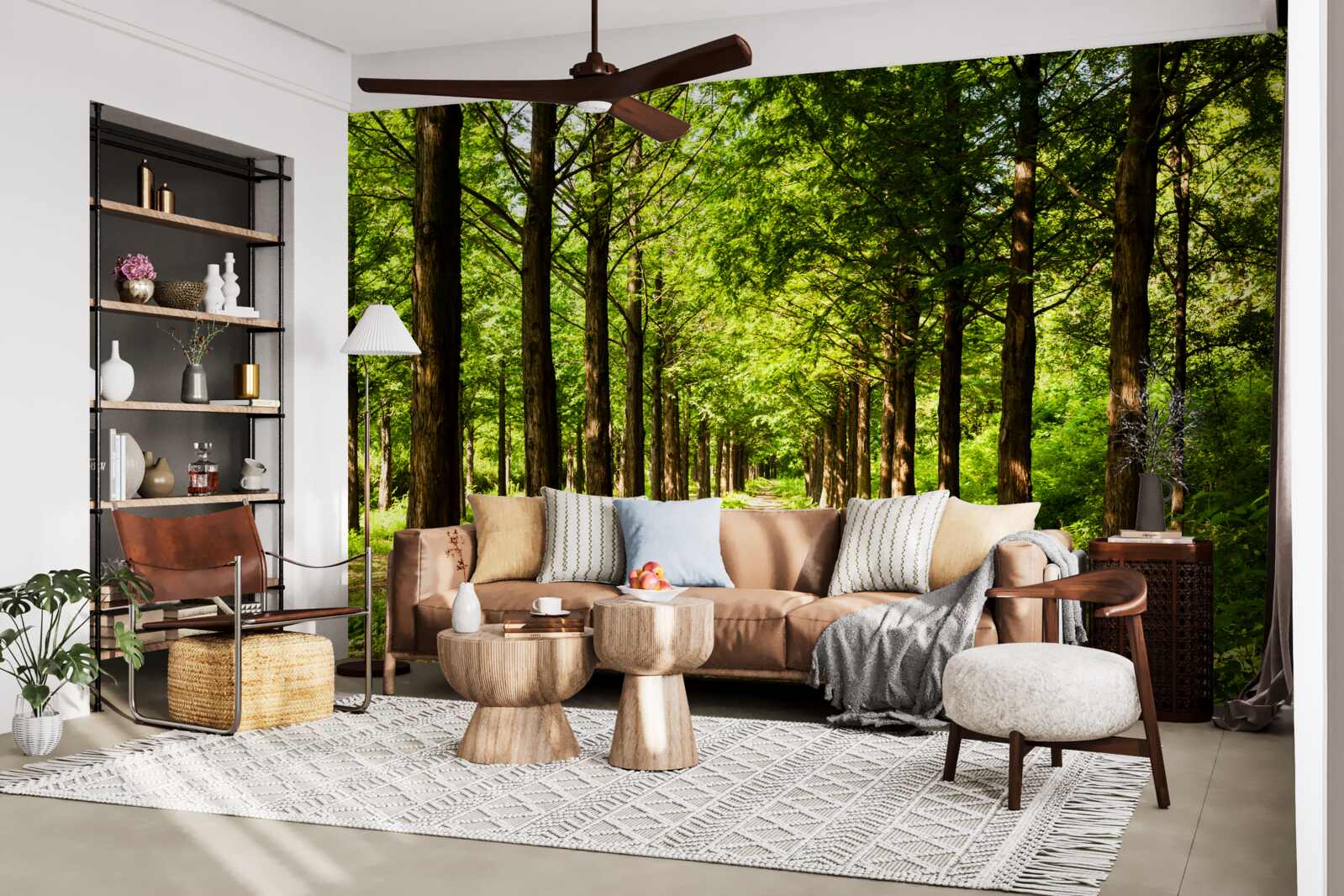 Fototapet cale spațioasă printre copaci de smarald