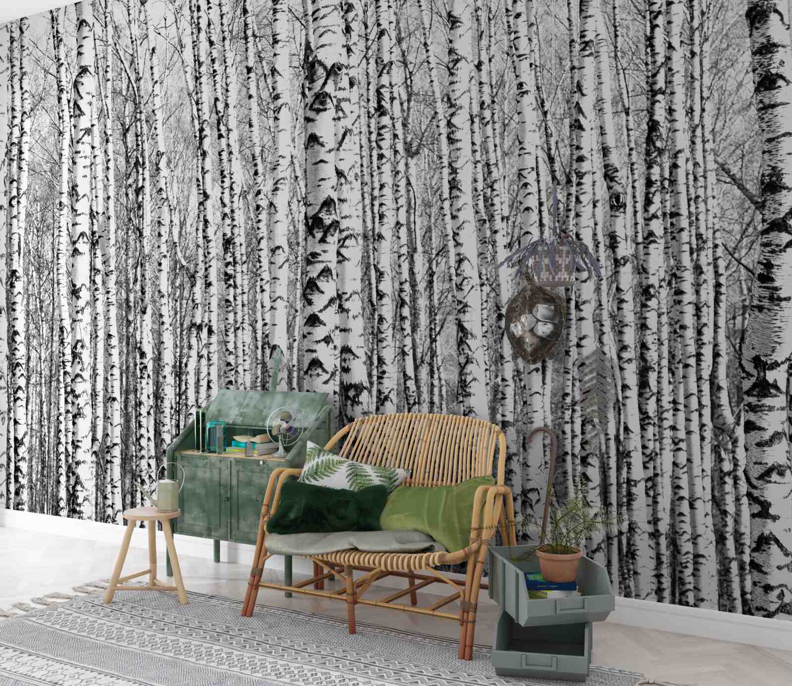 Fototapet mulți mesteceni