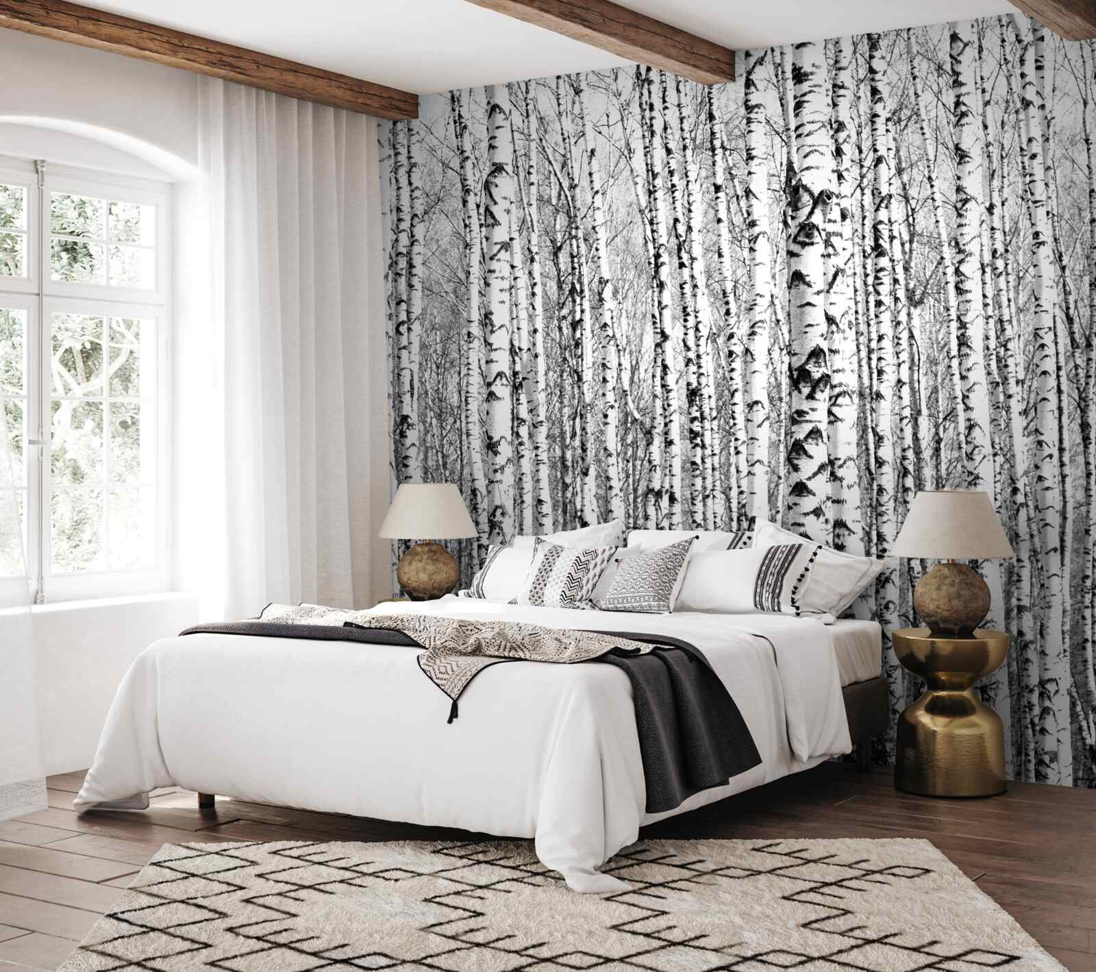 Fototapet mulți mesteceni