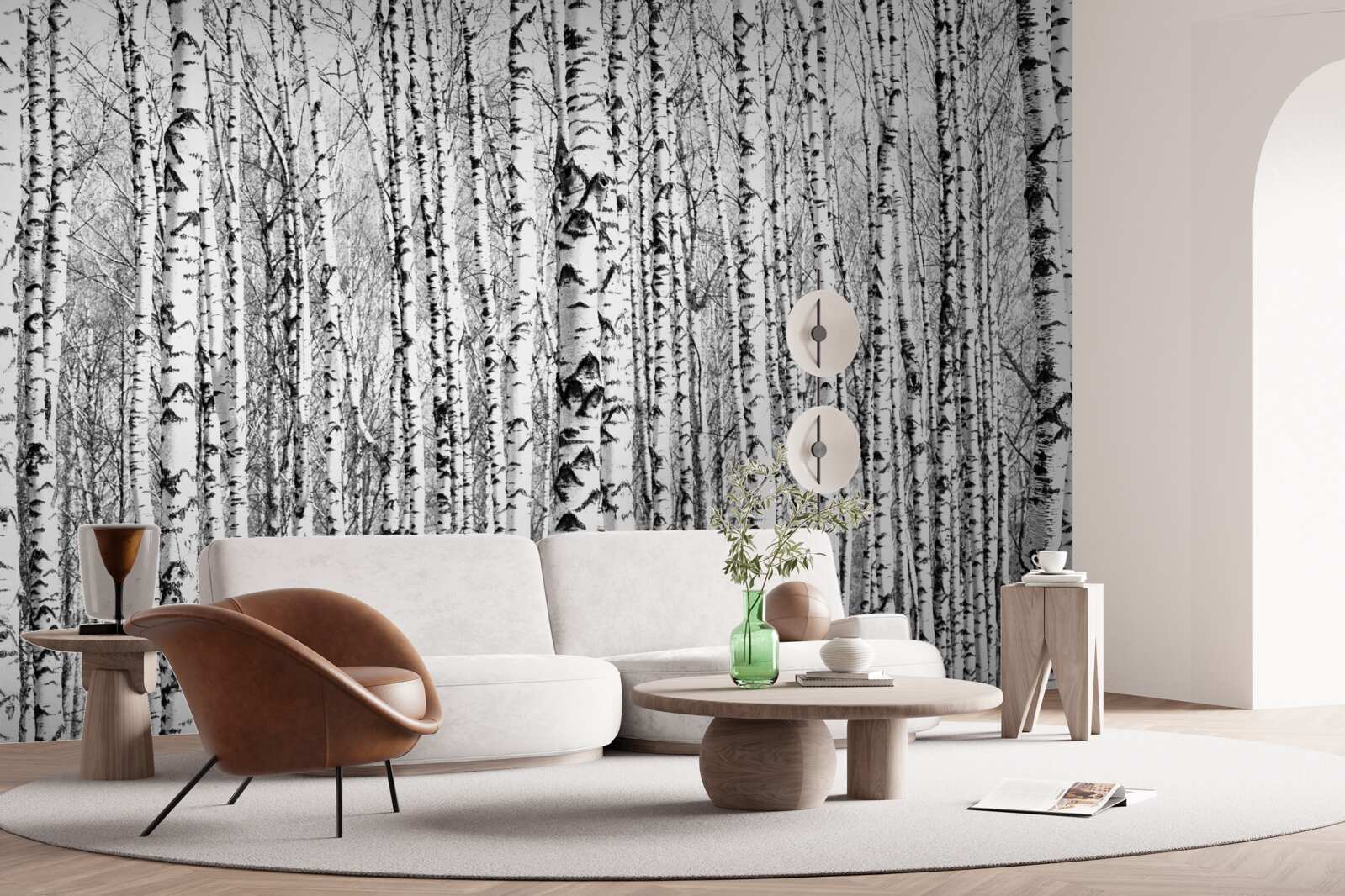 Fototapet mulți mesteceni