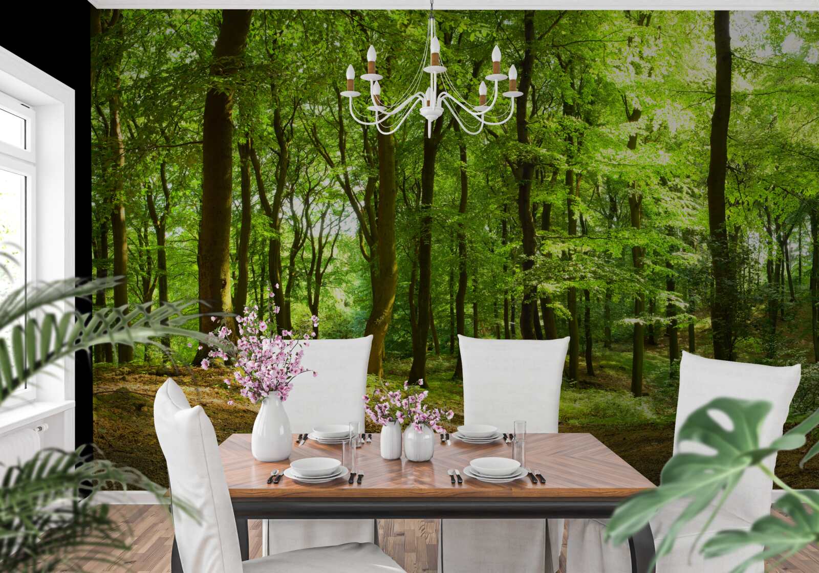 Fototapet gazon într-o pădure densă de smarald