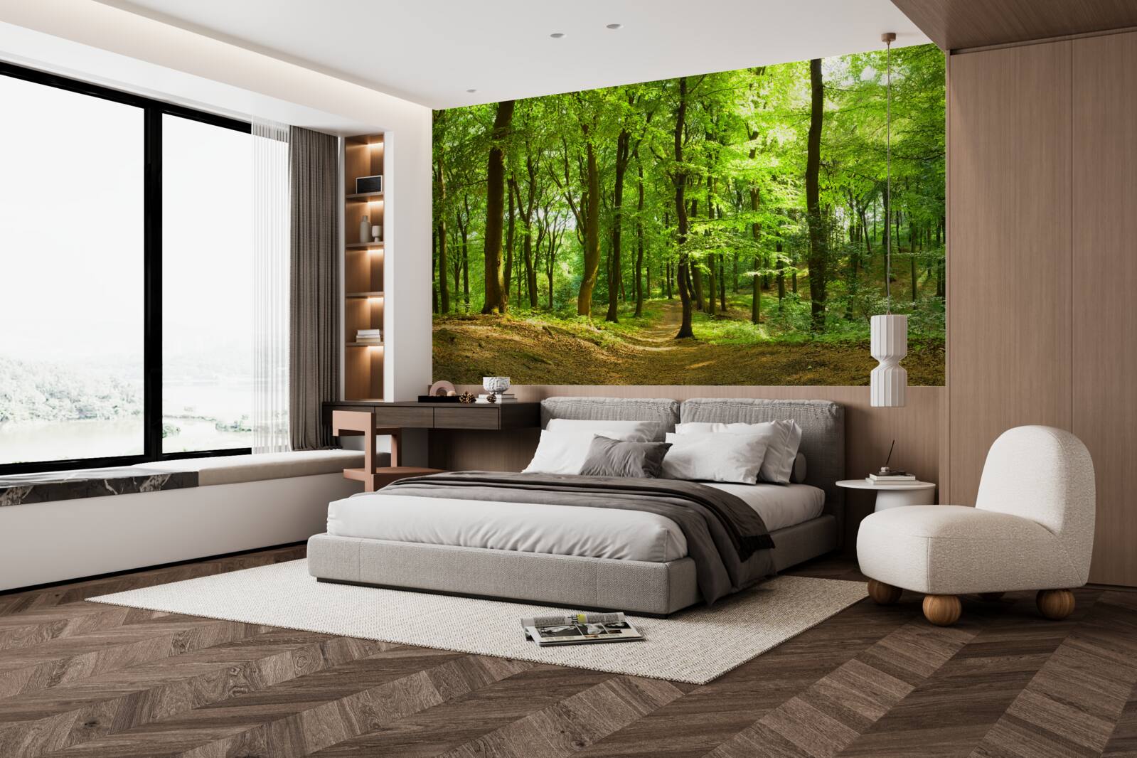 Fototapet gazon într-o pădure densă de smarald