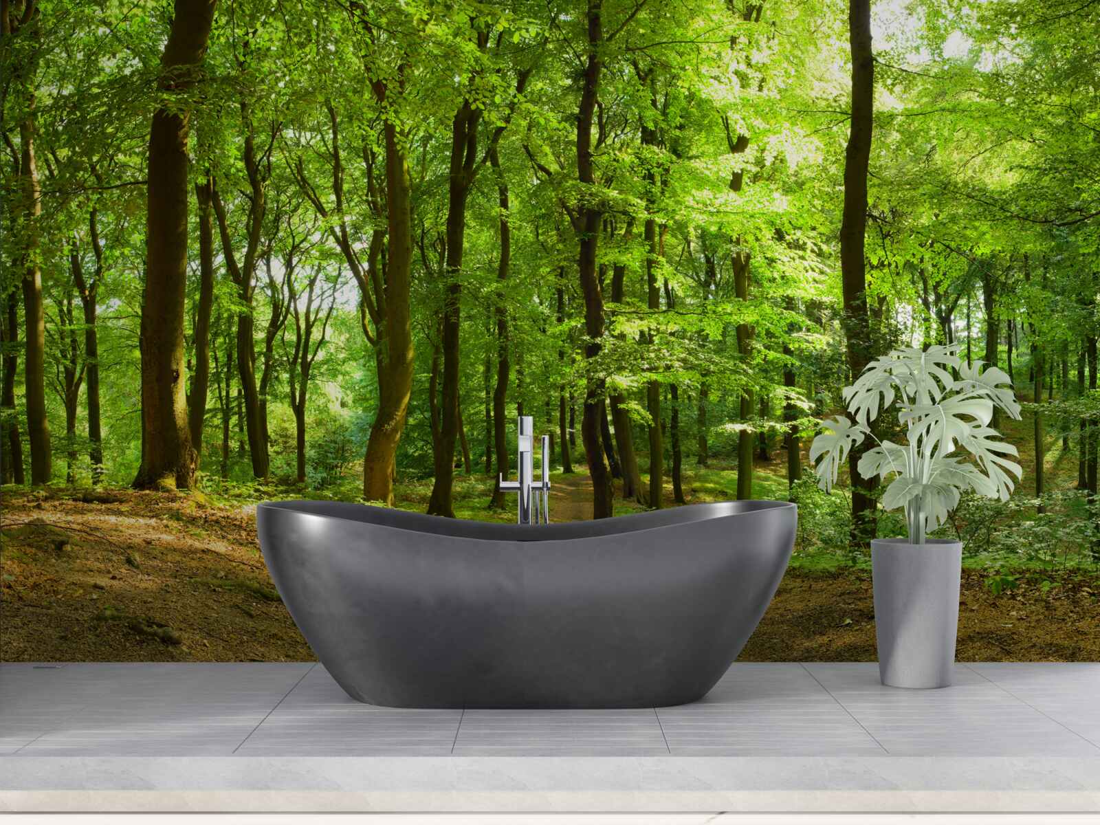 Fototapet gazon într-o pădure densă de smarald