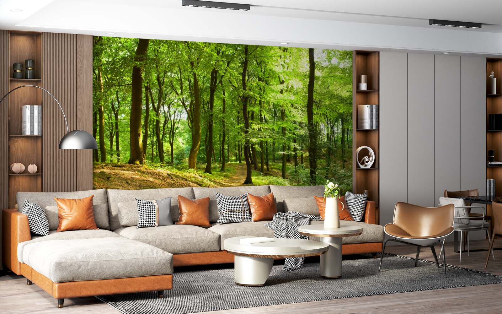 Fototapet gazon într-o pădure densă de smarald