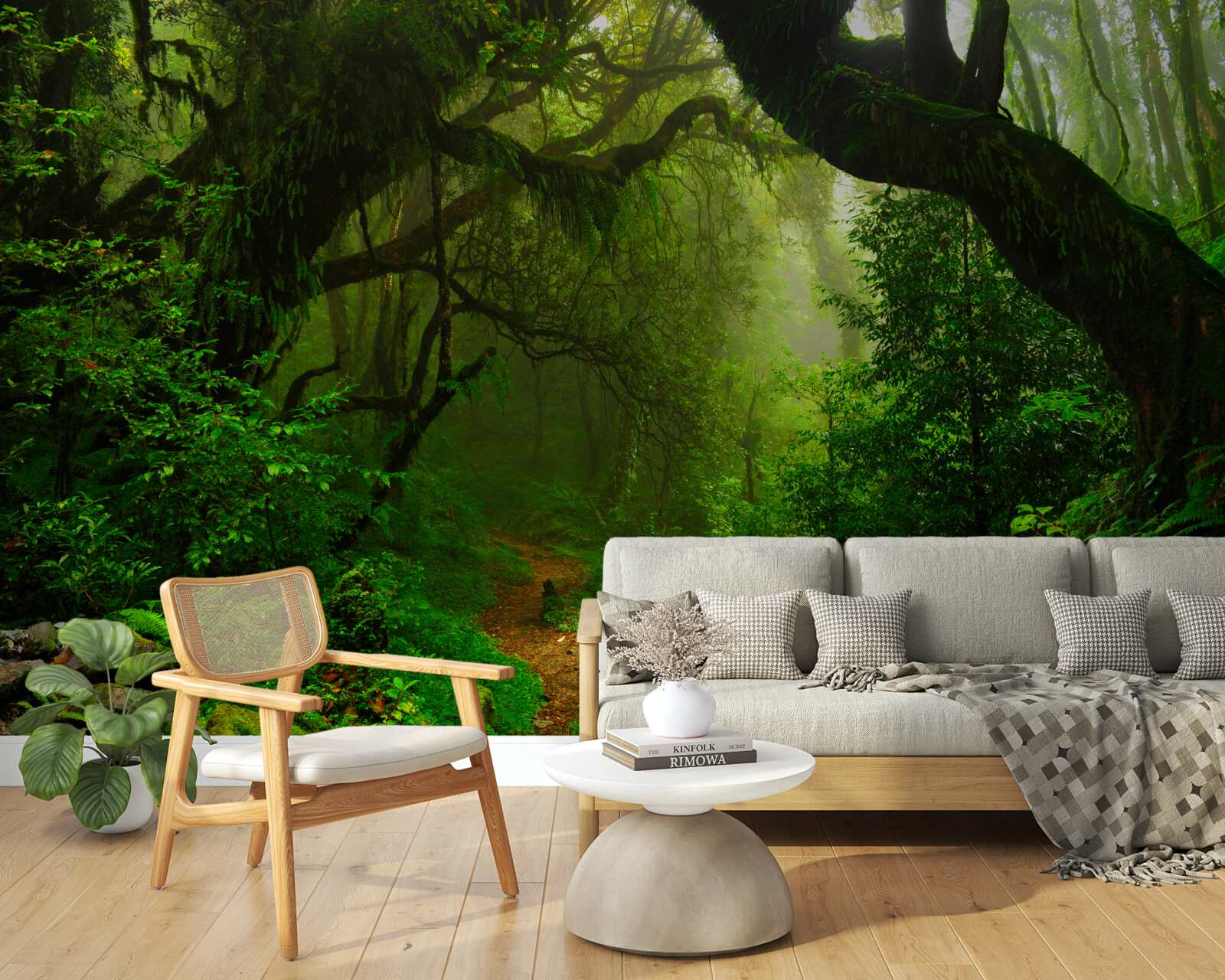 Fototapet potecă printr-o pădure verde densă