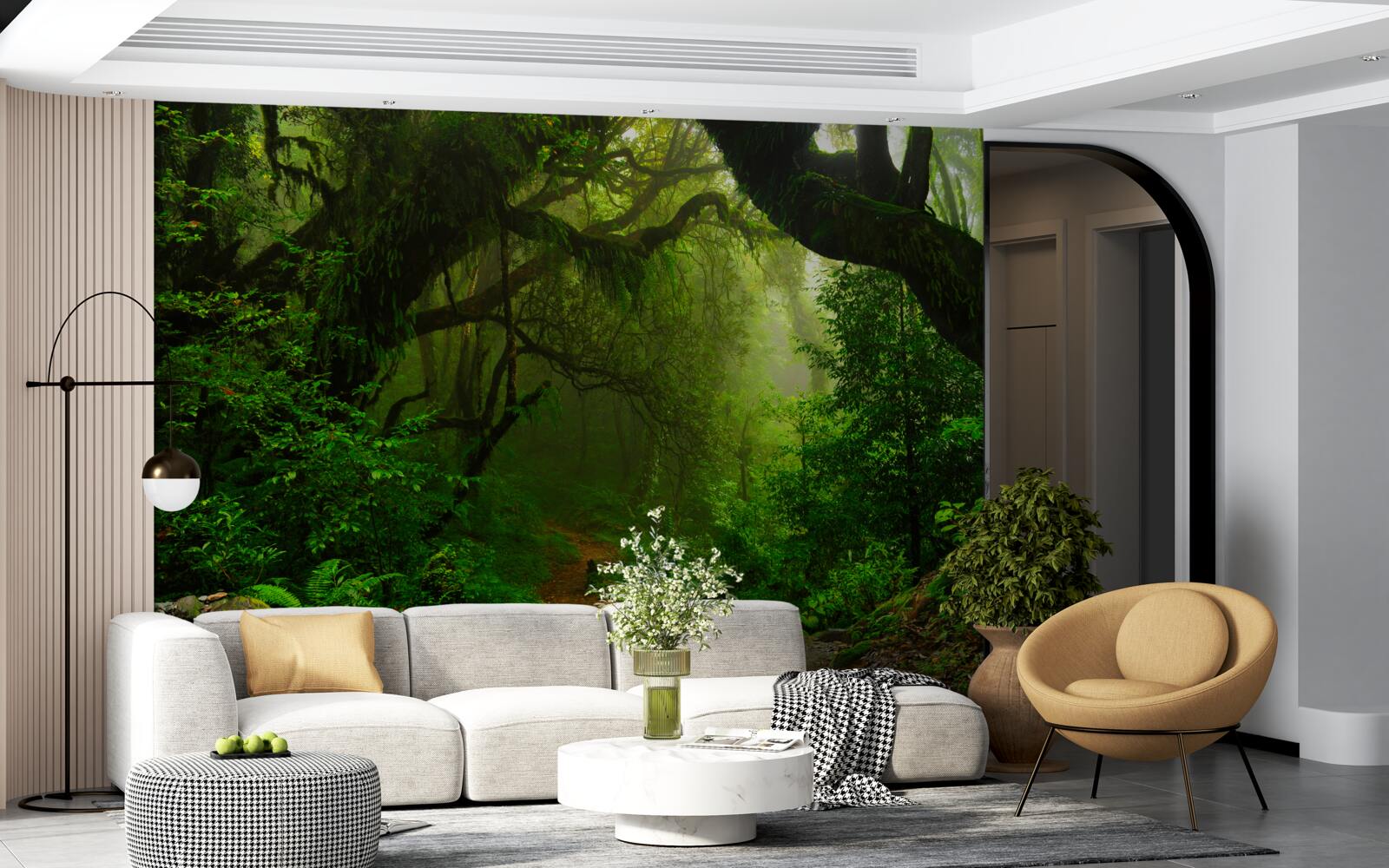 Fototapet potecă printr-o pădure verde densă