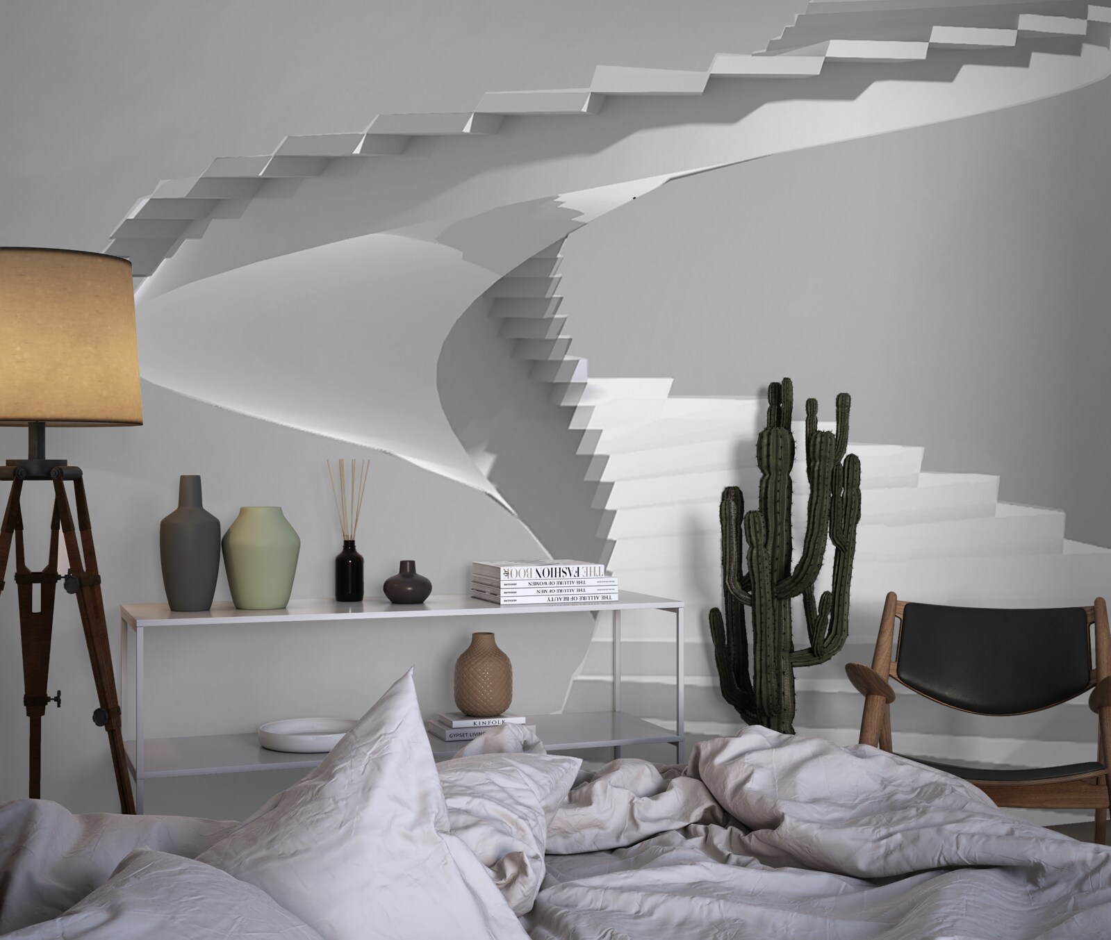 Fototapet scara alb spinning