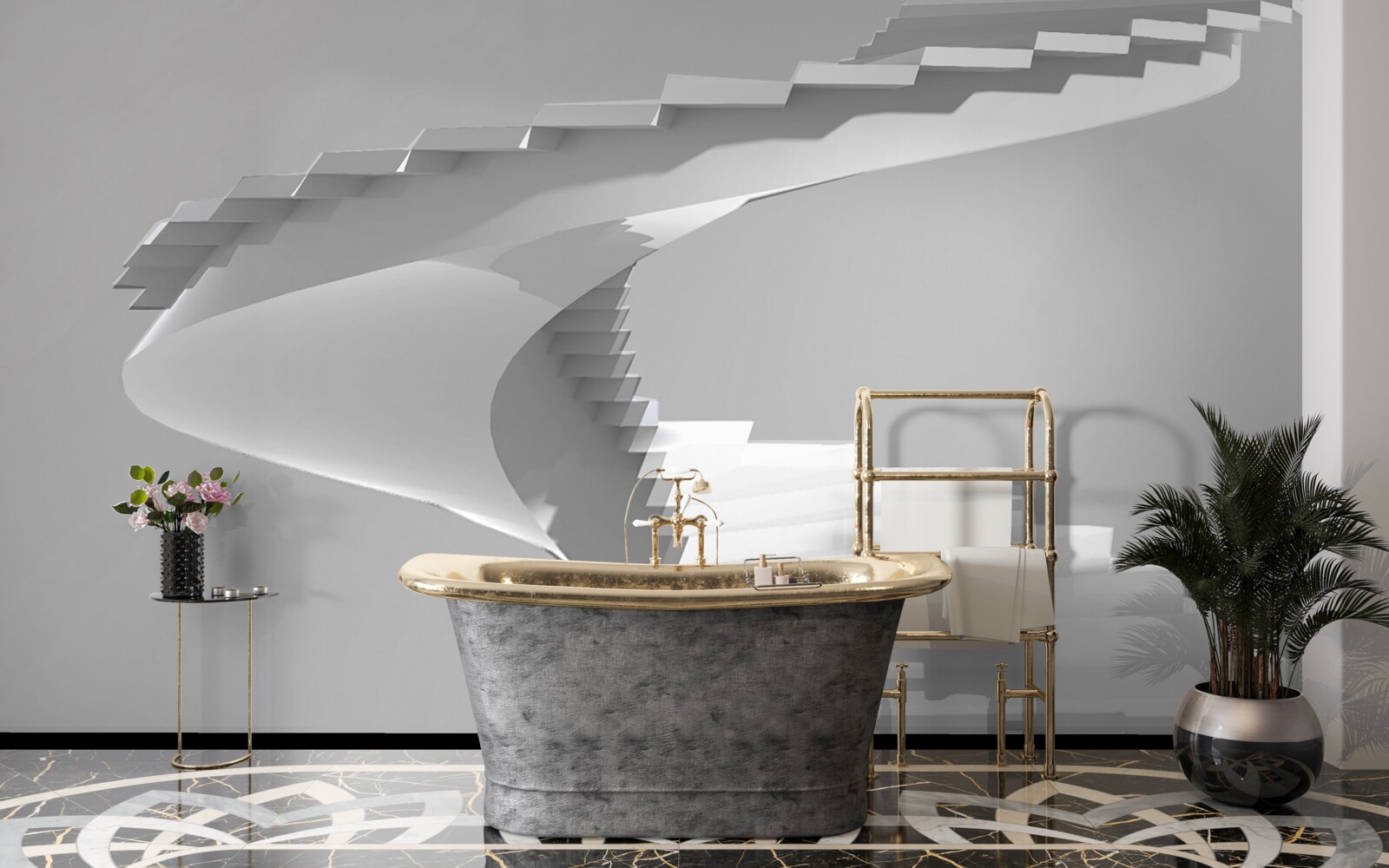 Fototapet scara alb spinning