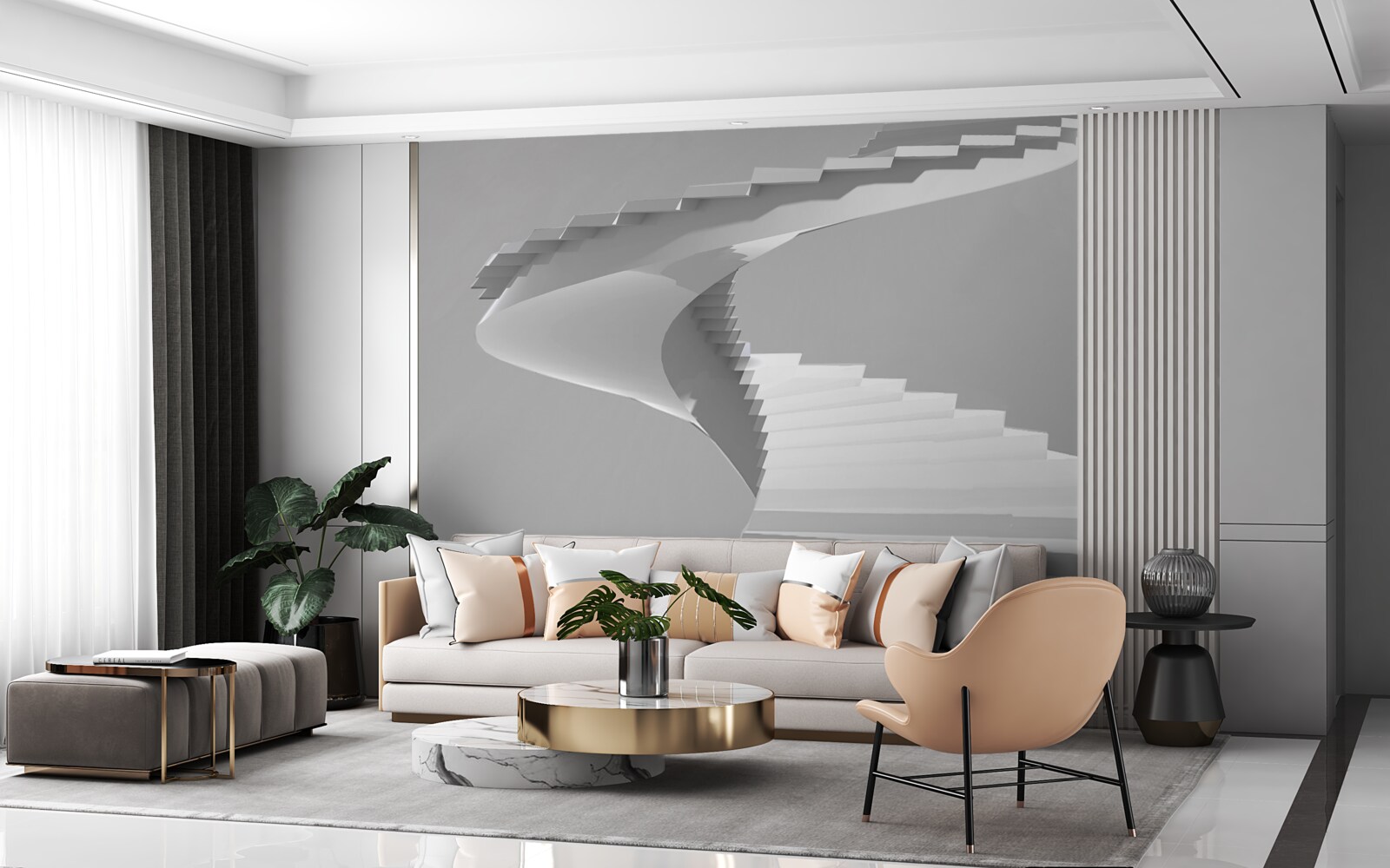 Fototapet scara alb spinning