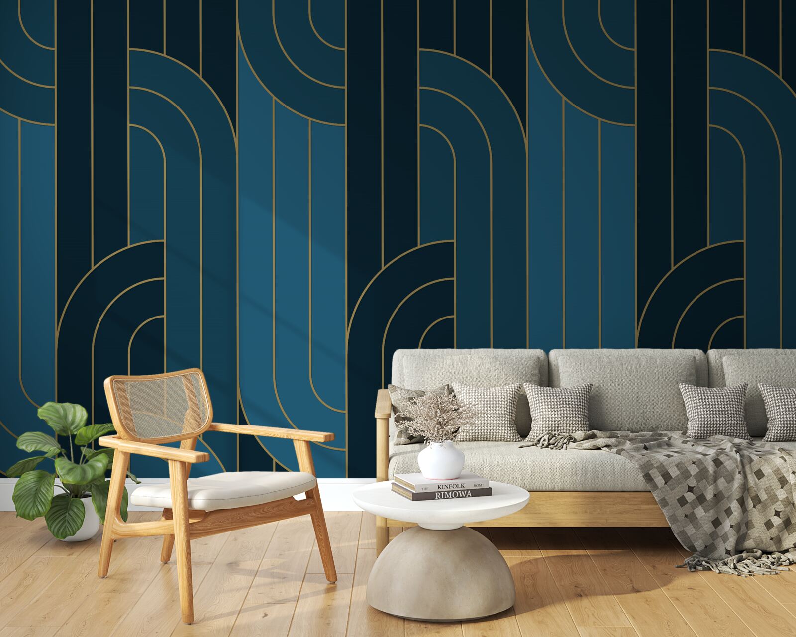 Fototapet linii albastre adânci care sunt interconectate