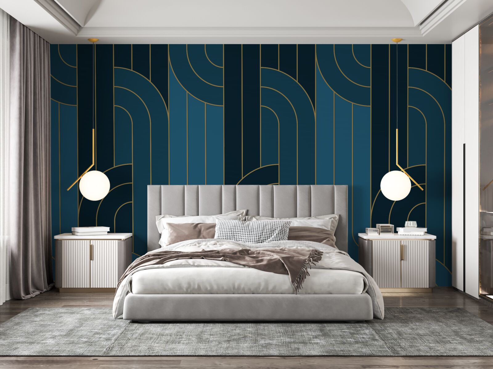 Fototapet linii albastre adânci care sunt interconectate