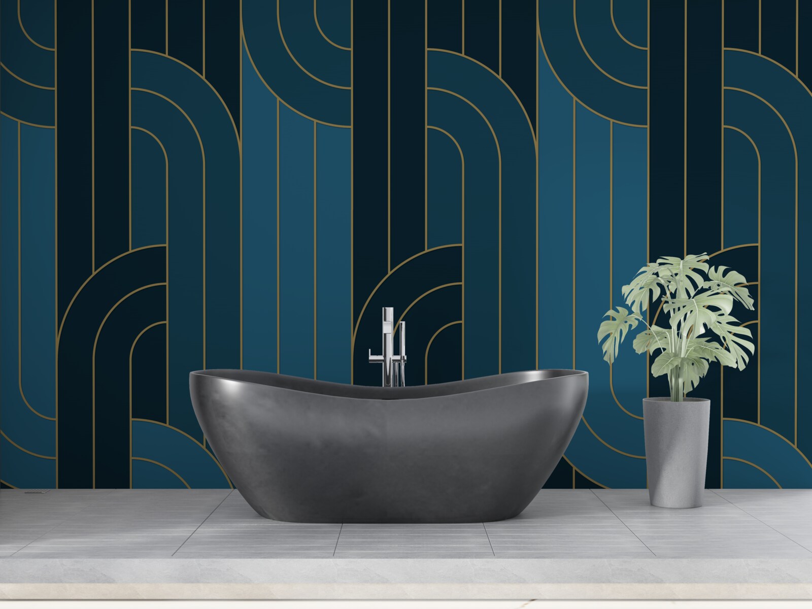 Fototapet linii albastre adânci care sunt interconectate