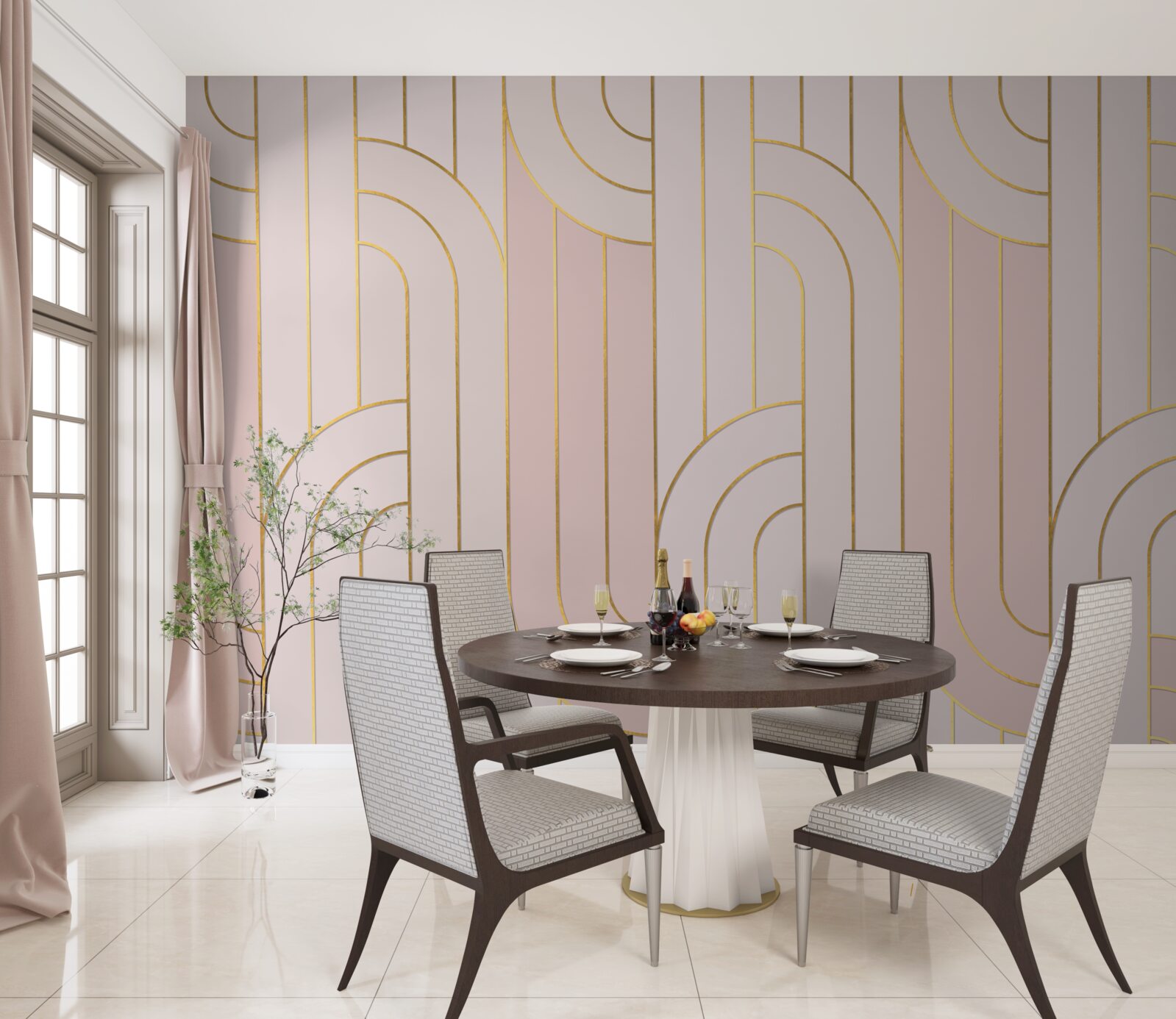 Fototapet linii roz moale