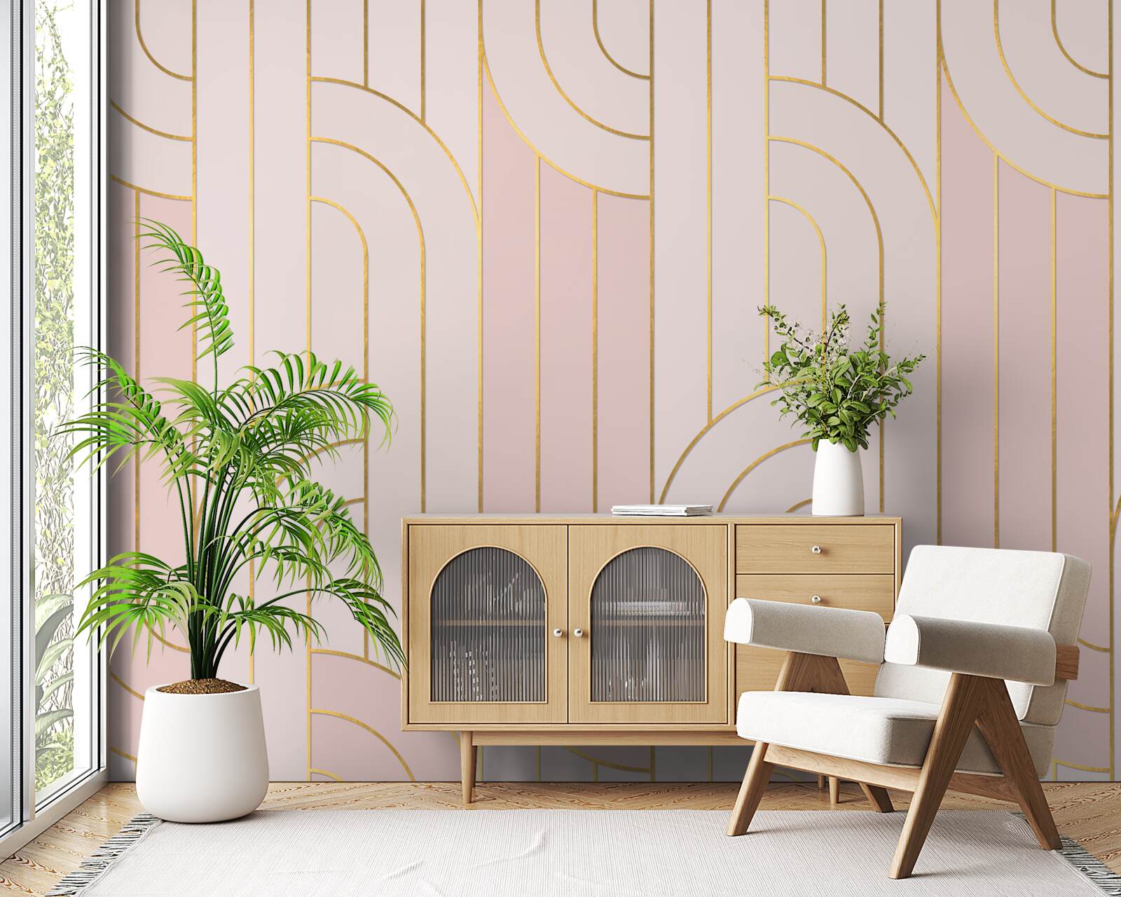 Fototapet linii roz moale