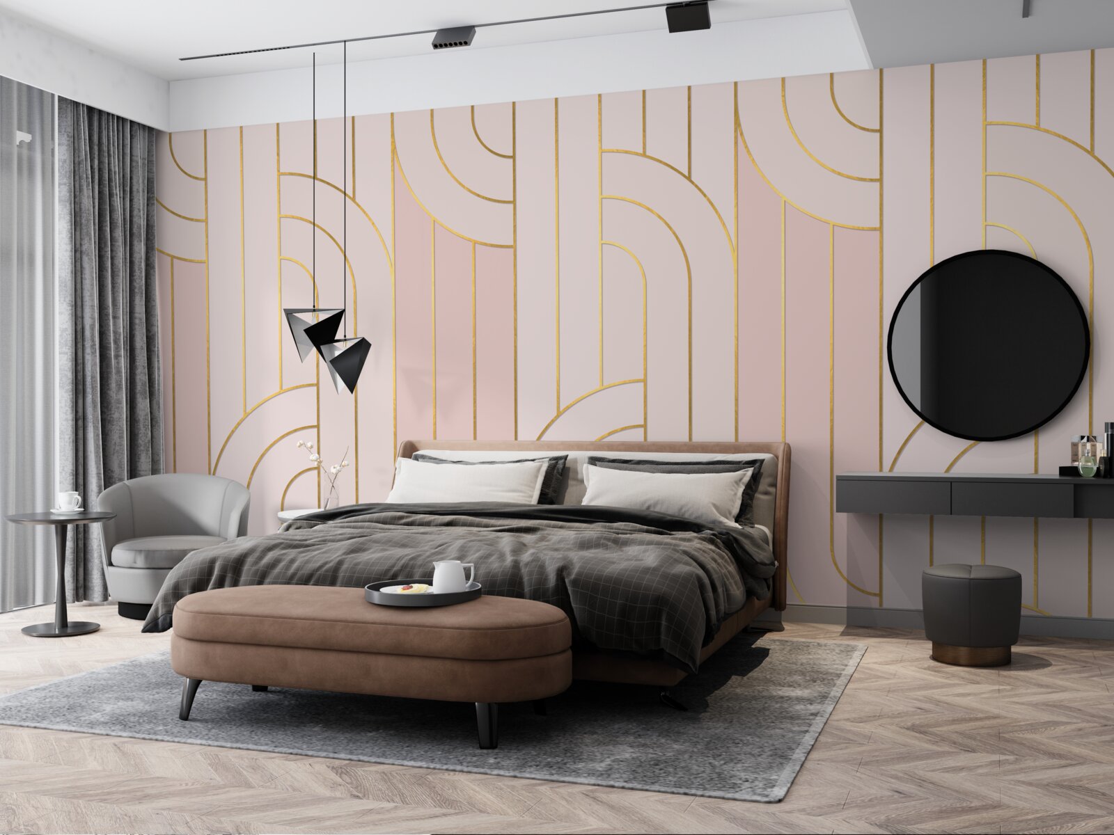 Fototapet linii roz moale