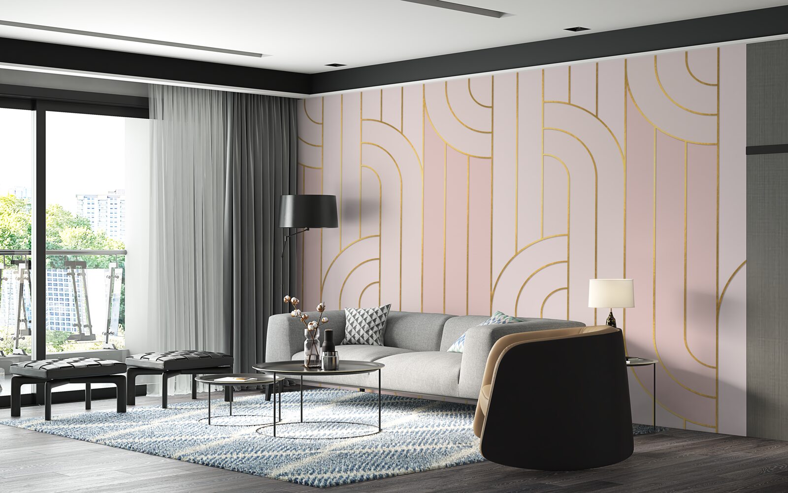 Fototapet linii roz moale