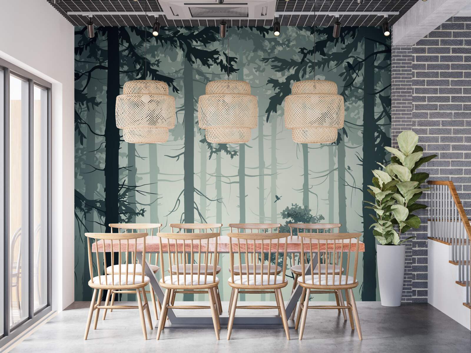 Fototapet pădure învăluită într-o ceață misterioasă