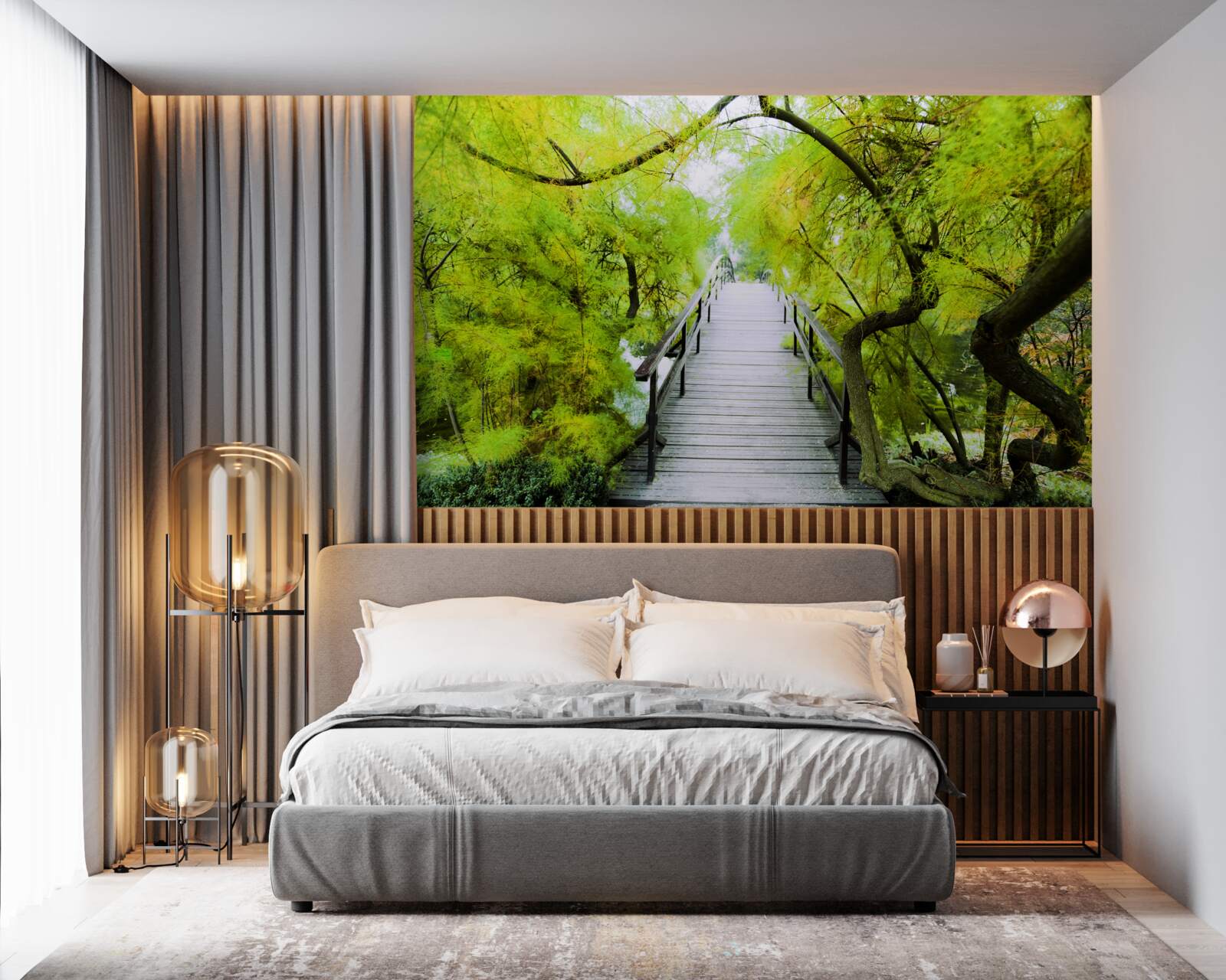 Fototapet scări care conduc prin zone verzi