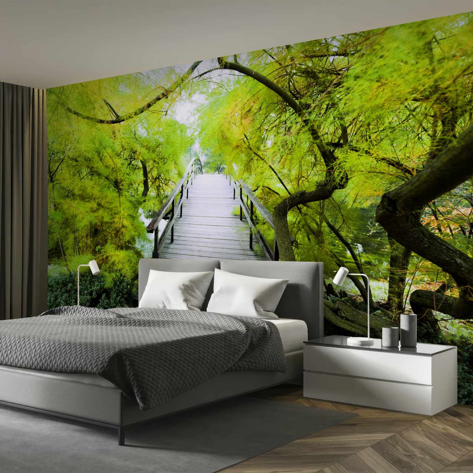 Fototapet scări care conduc prin zone verzi