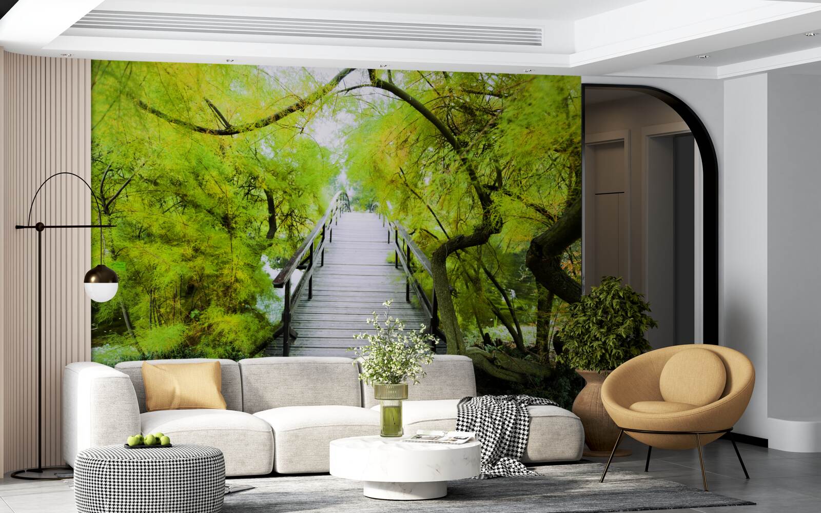 Fototapet scări care conduc prin zone verzi