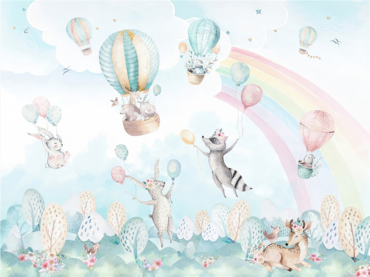 Fototapet animalele se joacă cu mingi și zboară