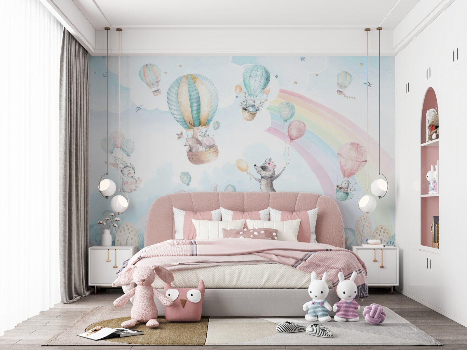 Fototapet animalele se joacă cu mingi și zboară