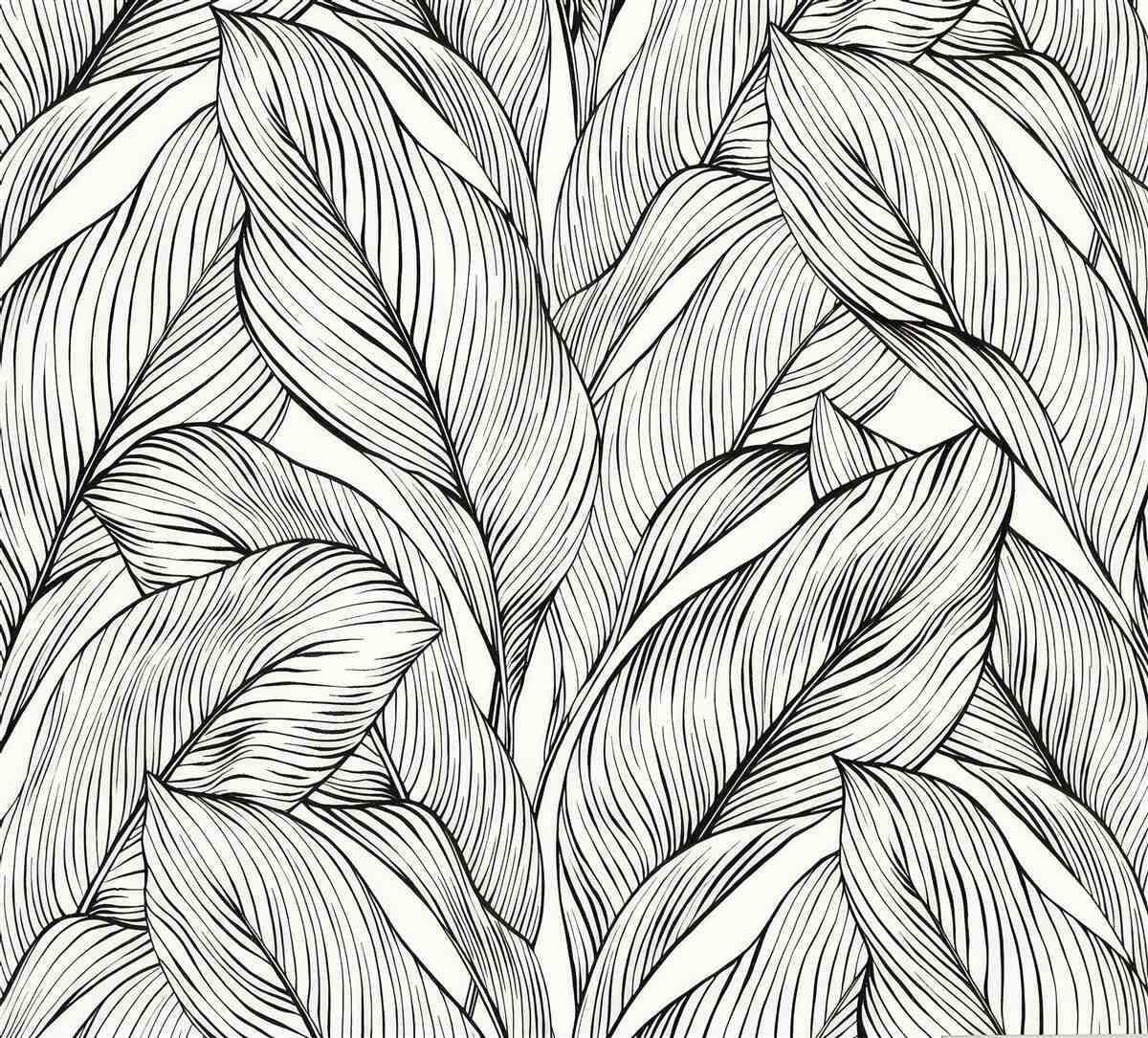 Fototapet frunze realizate în alb și negru