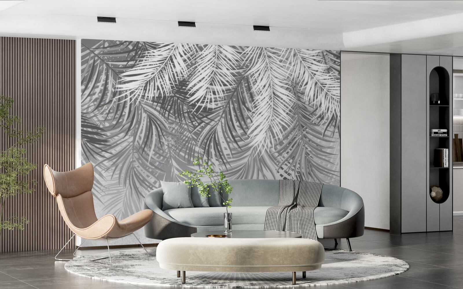 Fototapet ferigi suspendate în nuanțe de alb și gri