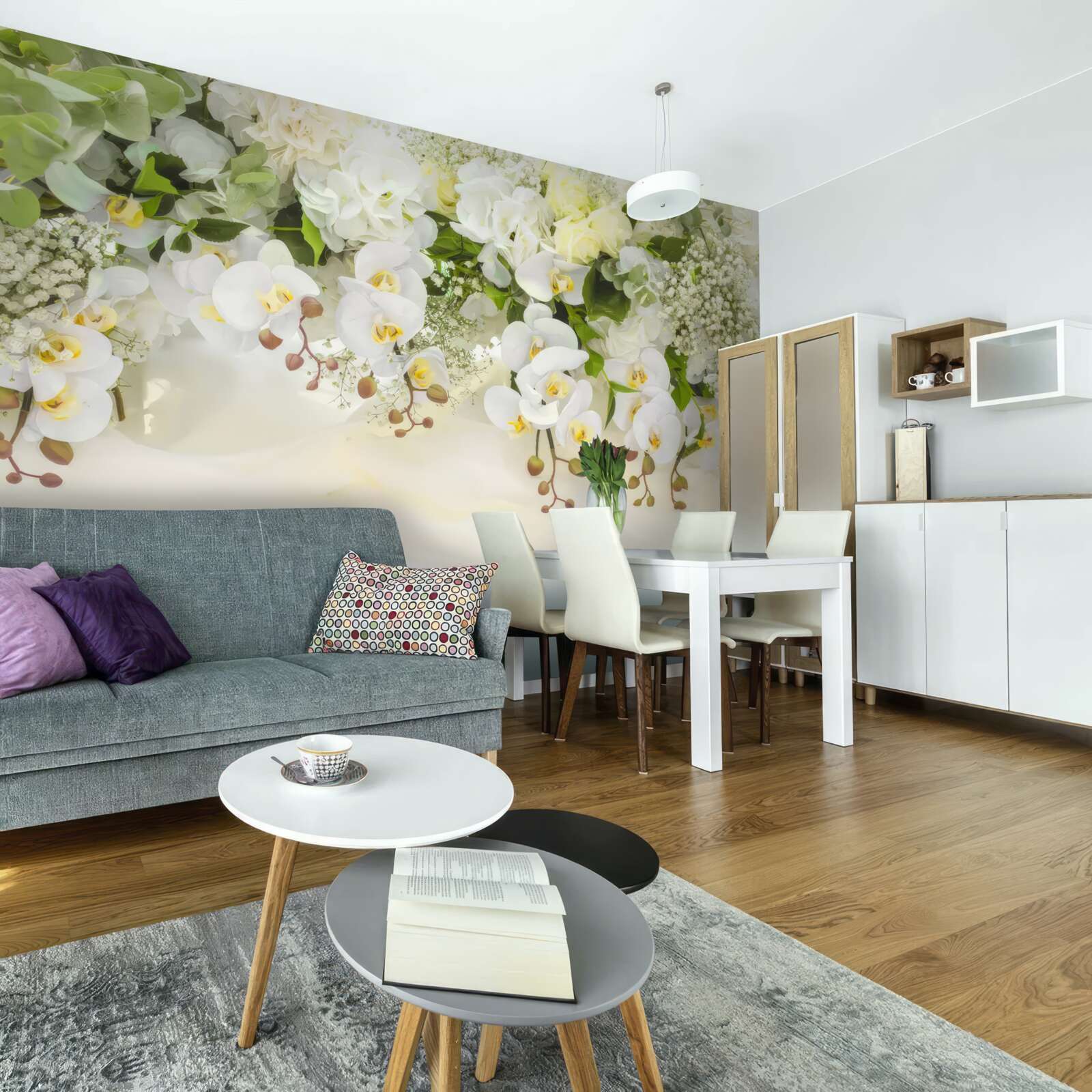 Fototapet orhidee albe dangle