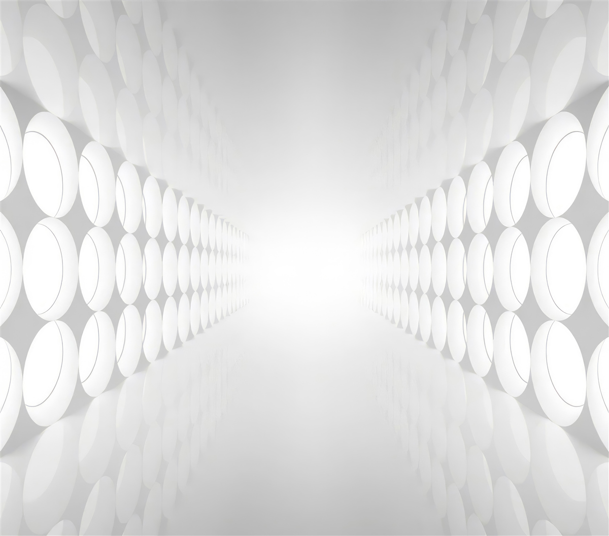 Fototapet tunelul este alb, cu iluminare la capăt