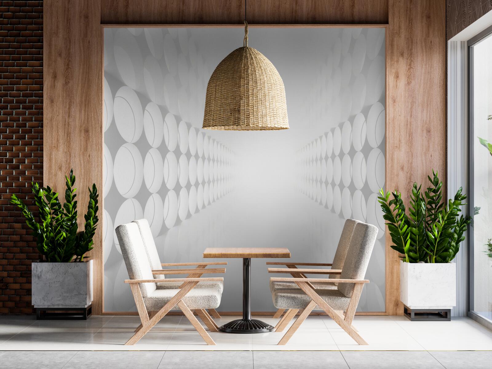 Fototapet tunelul este alb, cu iluminare la capăt