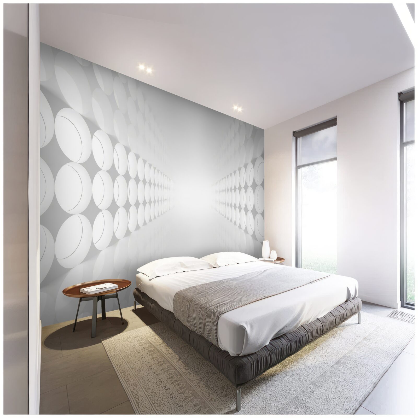 Fototapet tunelul este alb, cu iluminare la capăt