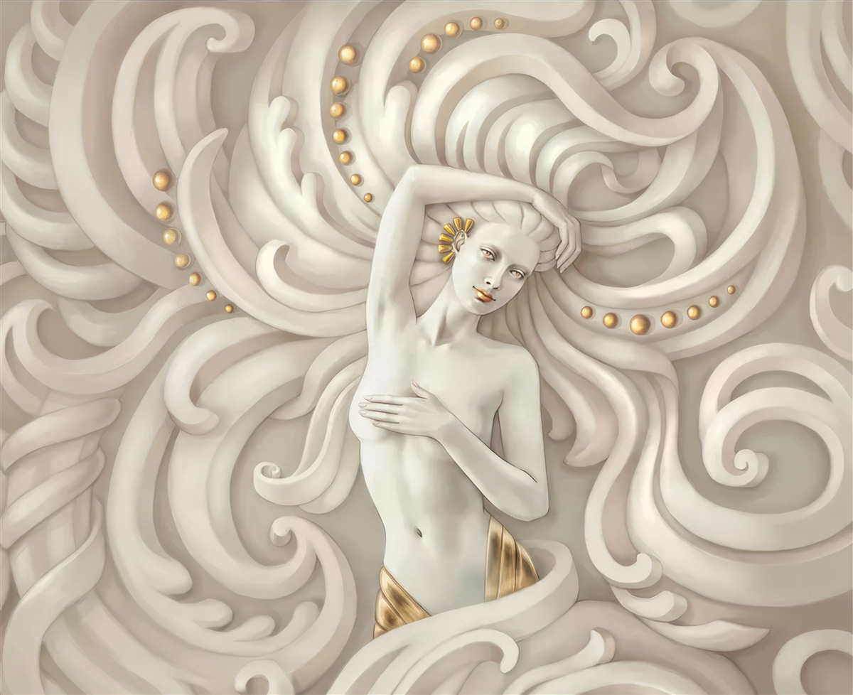 Fototapet fata goala cu pielea palida