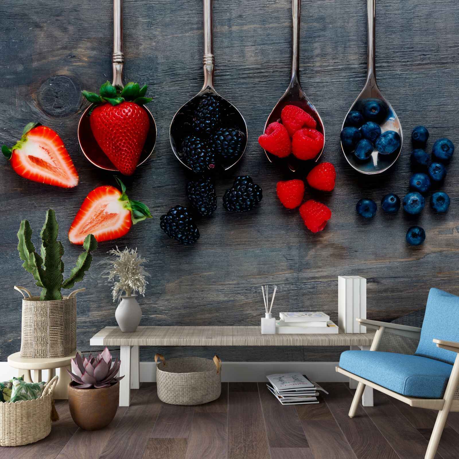 Fototapet Linguri umplute cu fructe de pădure