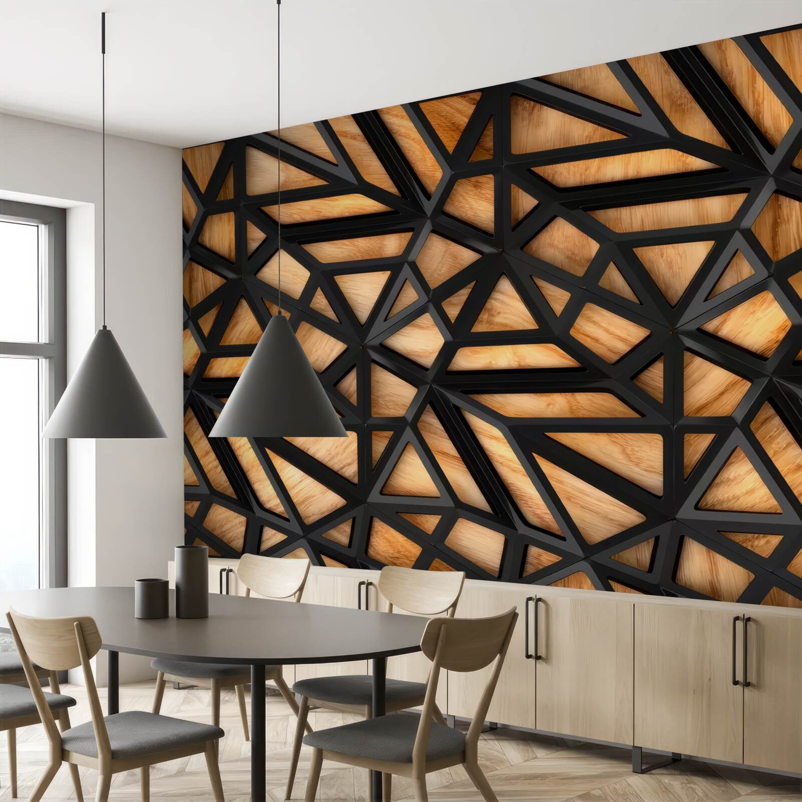 Fototapet linii întunecate pe un fundal maro