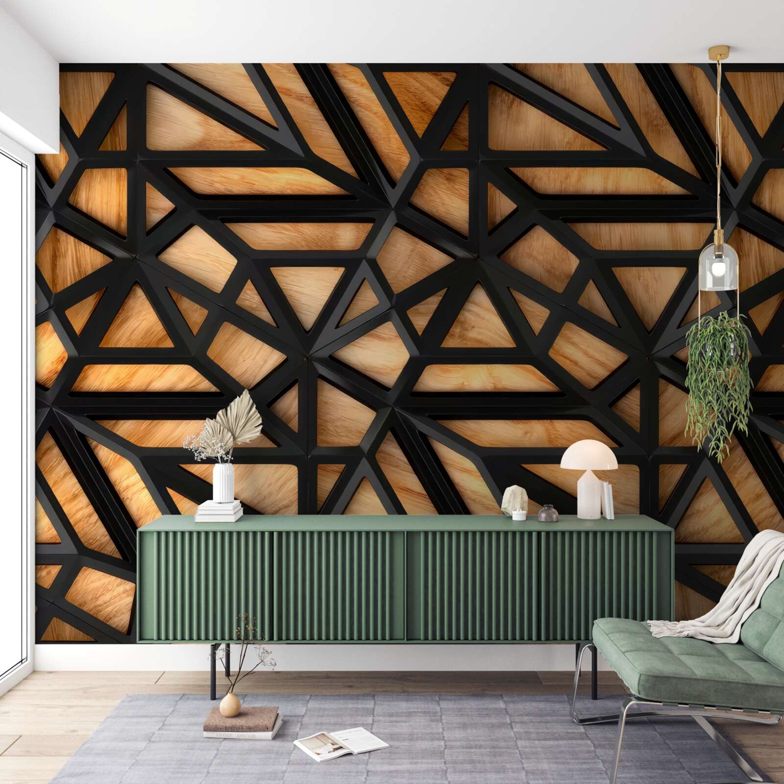 Fototapet linii întunecate pe un fundal maro