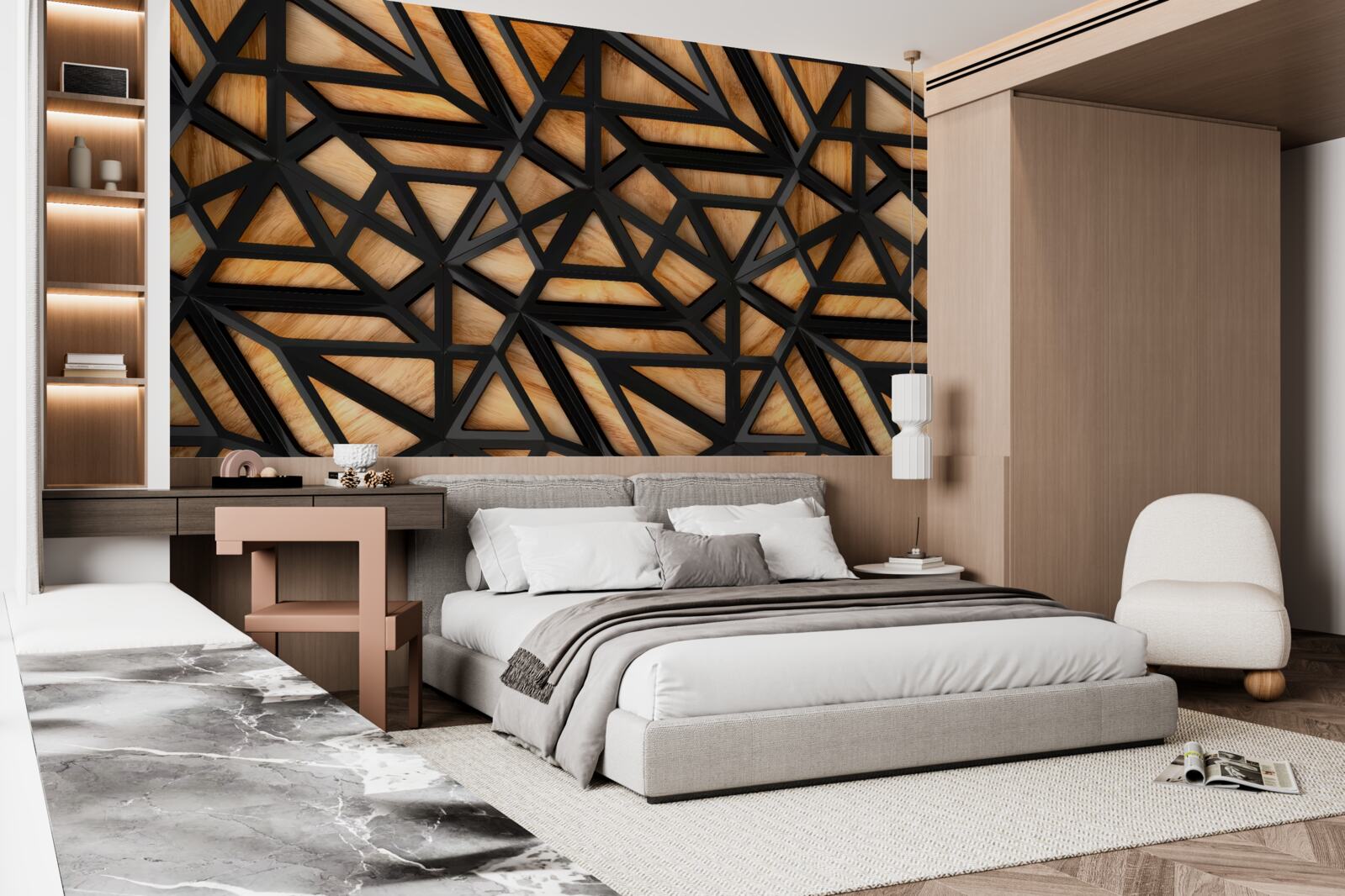 Fototapet linii întunecate pe un fundal maro