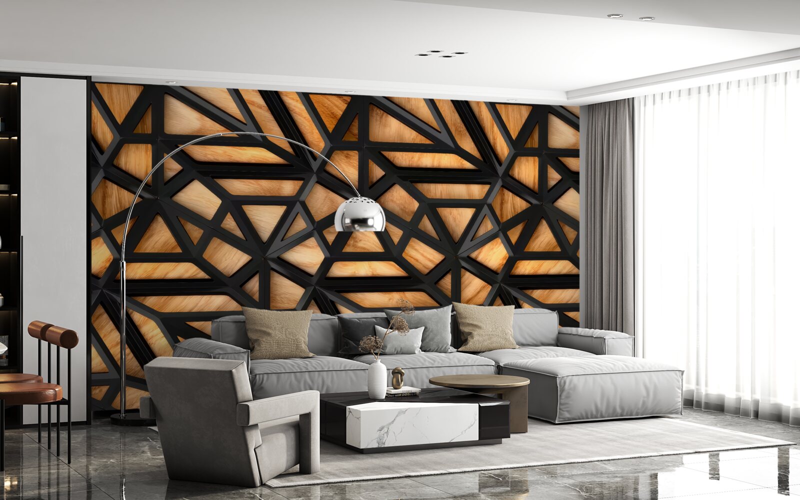 Fototapet linii întunecate pe un fundal maro