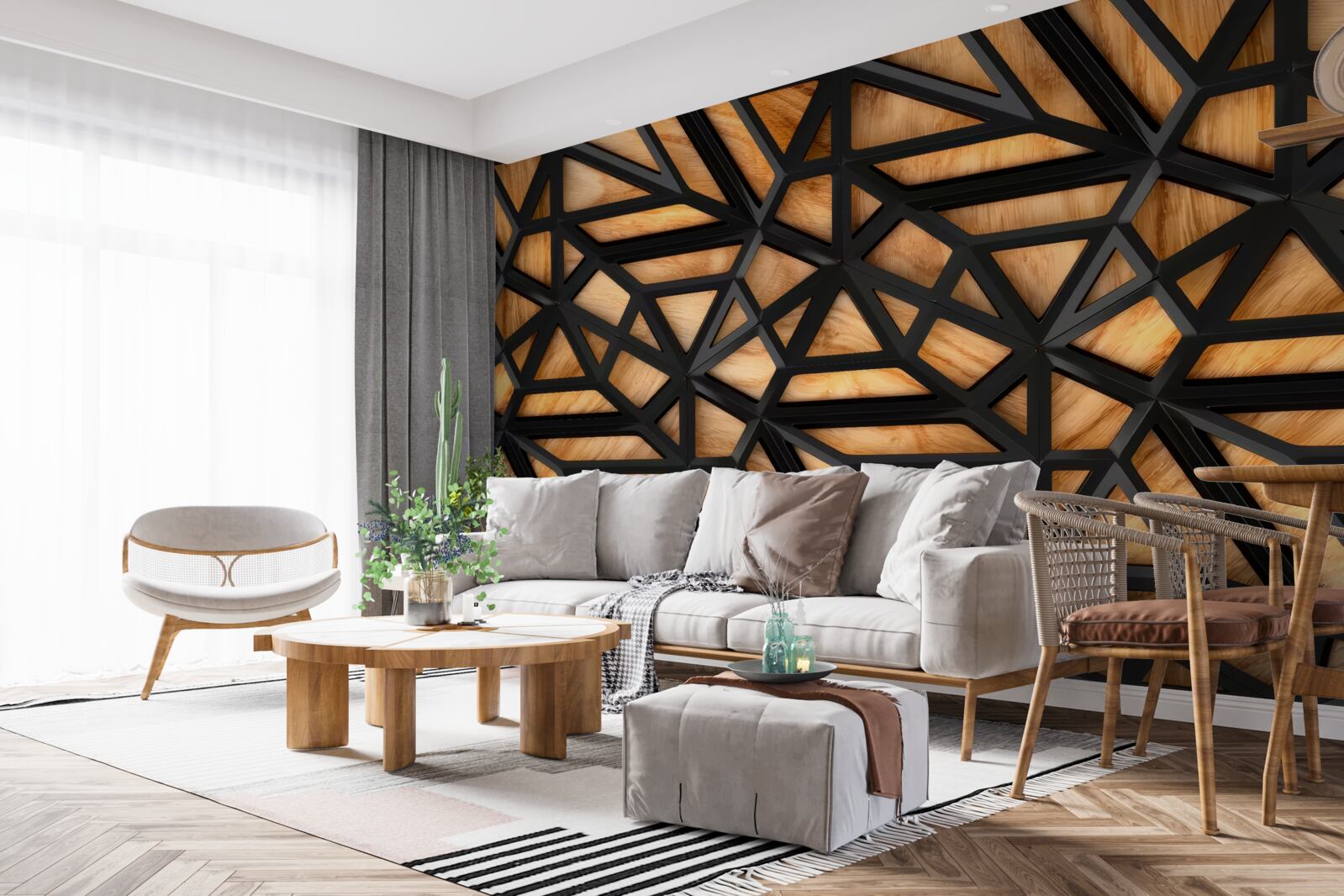 Fototapet linii întunecate pe un fundal maro